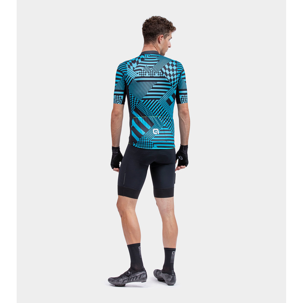 Ale PR-S Checker Fietsshirt Korte Mouwen Lichtblauw Heren