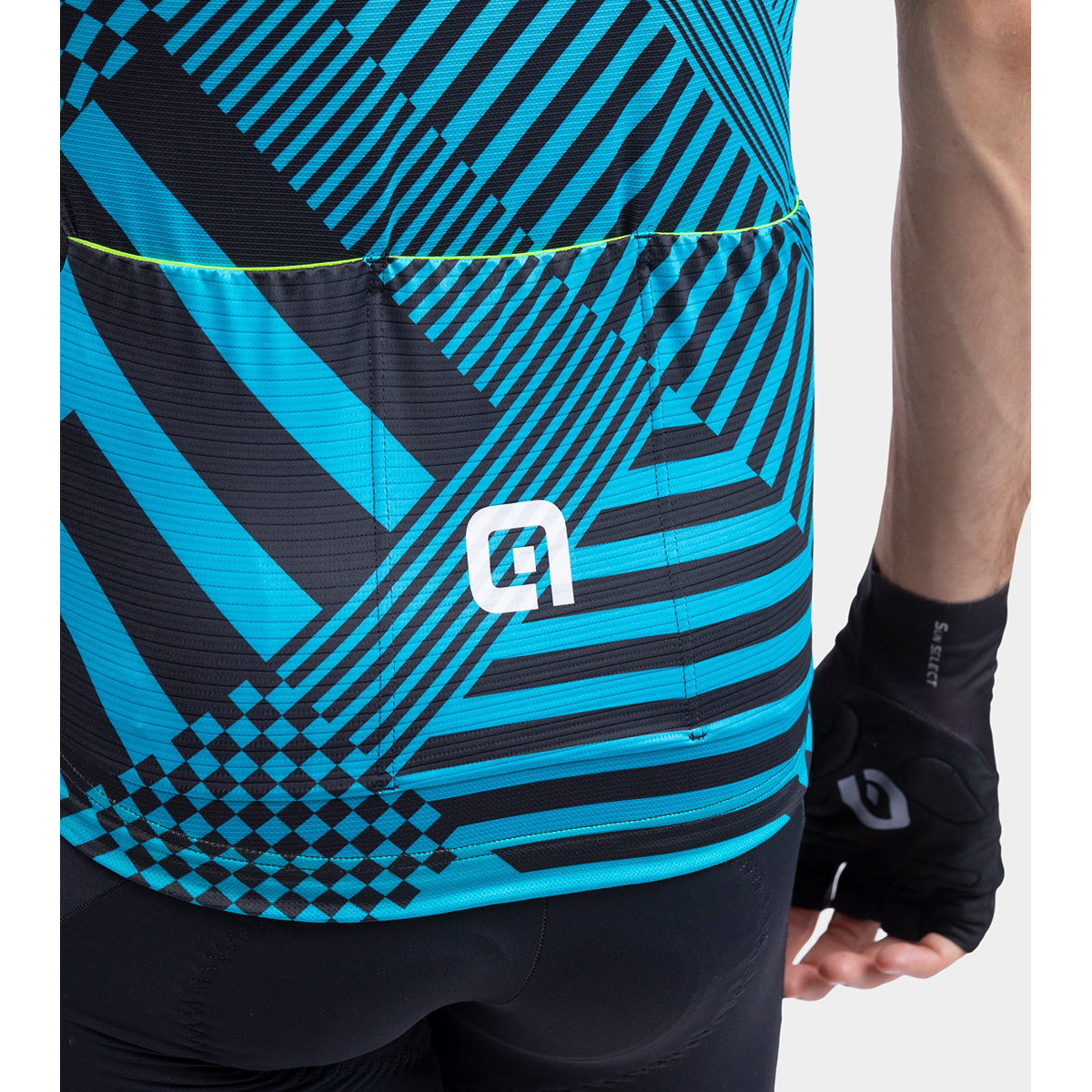 Ale PR-S Checker Fietsshirt Korte Mouwen Lichtblauw Heren