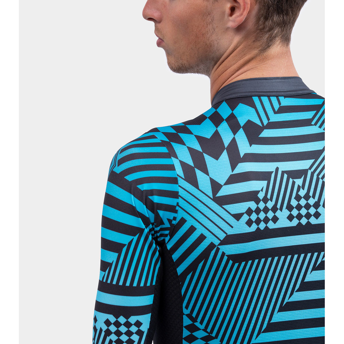 Ale PR-S Checker Fietsshirt Korte Mouwen Lichtblauw Heren