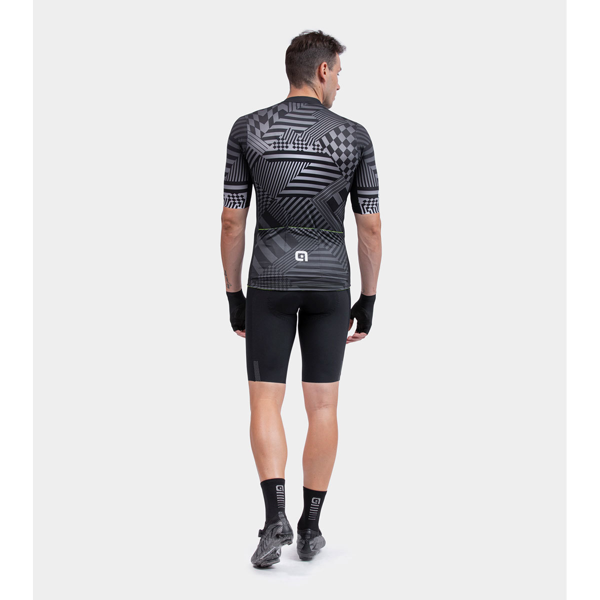 Ale PR-S Checker Fietsshirt Korte Mouwen Grijs Heren