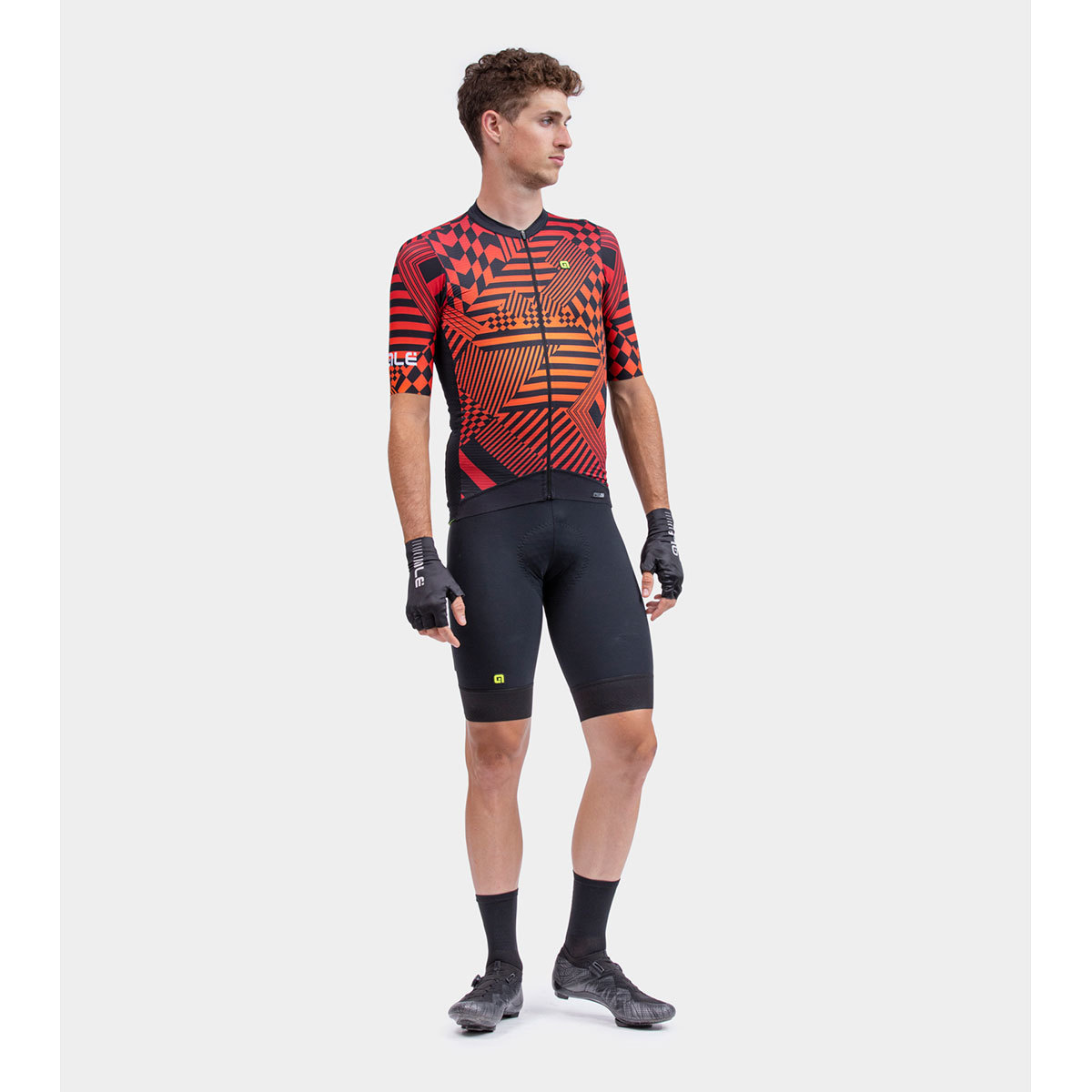 Ale PR-S Checker Fietsshirt Korte Mouwen Rood Heren