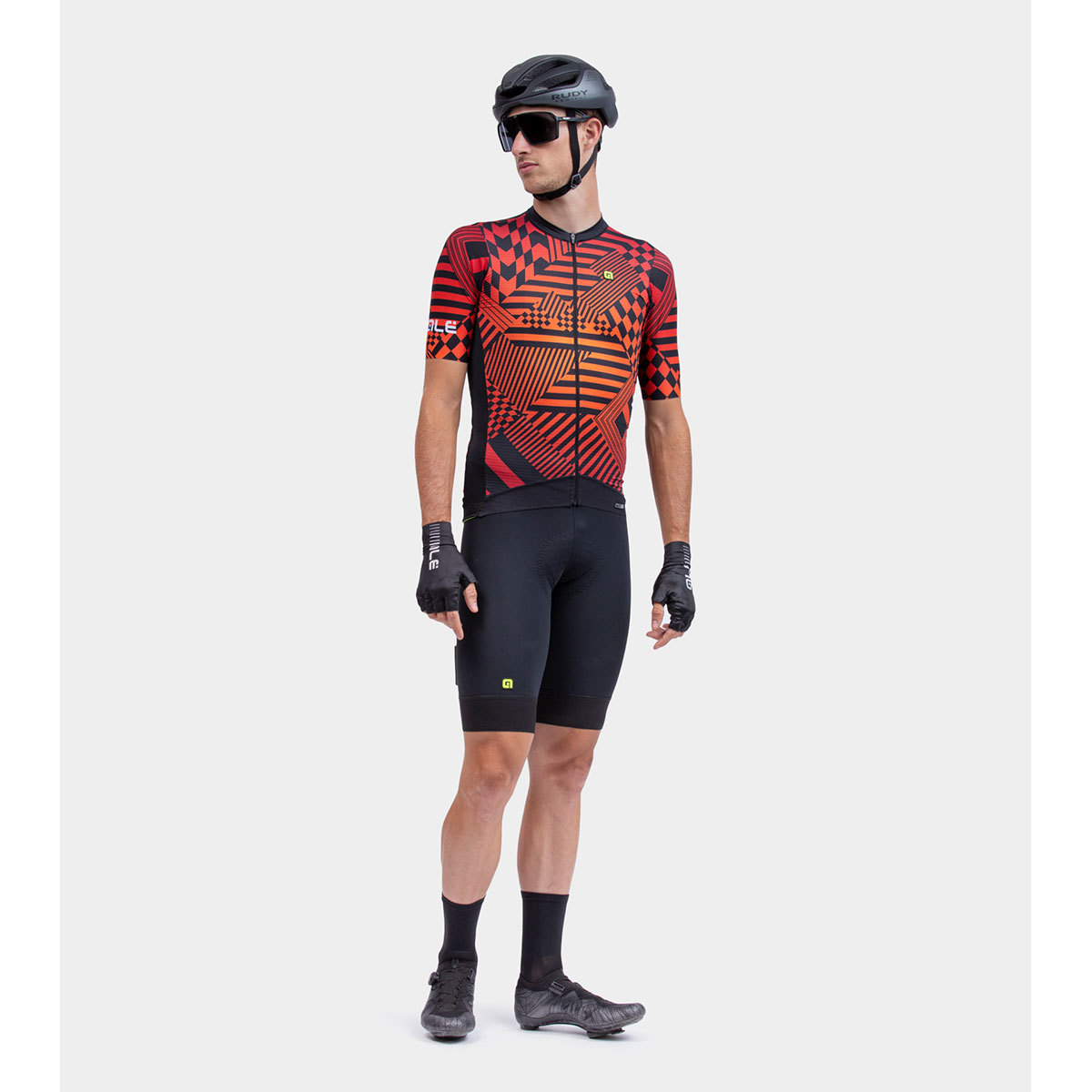 Ale PR-S Checker Fietsshirt Korte Mouwen Rood Heren