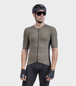 Ale Solid Color Block Fietsshirt Korte Mouwen Olijfgroen Heren