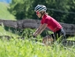 Q36.5 L1 Pinstripe Fietsshirt Korte Mouwen Rood Dames