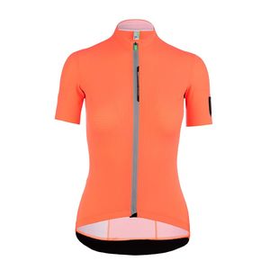Q36.5 L1 Pinstripe X Fietsshirt Korte Mouwen Oranje Dames