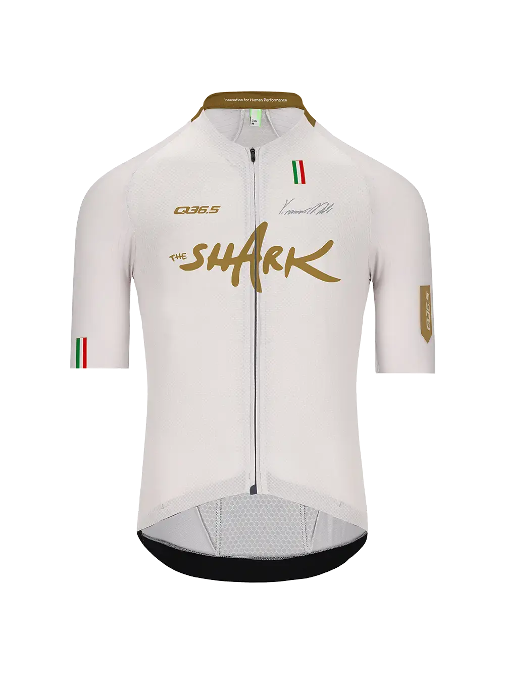 Q36.5 Gregarius Clima Nibali Olympic Fietsshirt Korte Mouwen Wit/Goud Heren
