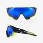 100% Speedtrap Sport Zonnebril Soft Tact Zwart/Neon Geel Electric Blue Mirr
