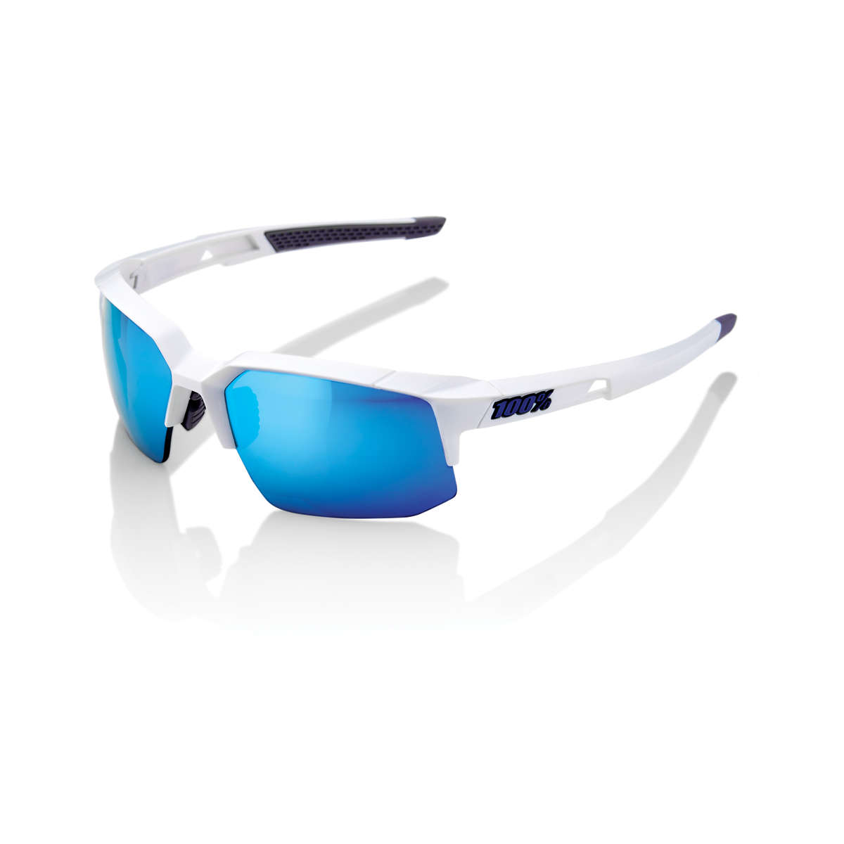 100% Speedcoupe Sport Zonnebril Mat Wit met HiPER Iceberg Blauw Mirror Lens