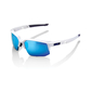100% Speedcoupe Sport Zonnebril Mat Wit met HiPER Iceberg Blauw Mirror Lens