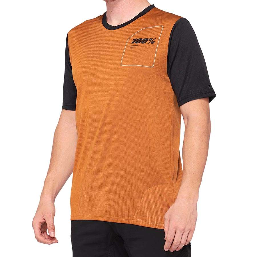 100% Ridecamp MTB Fietsshirt Korte Mouwen Oranje/Zwart Heren