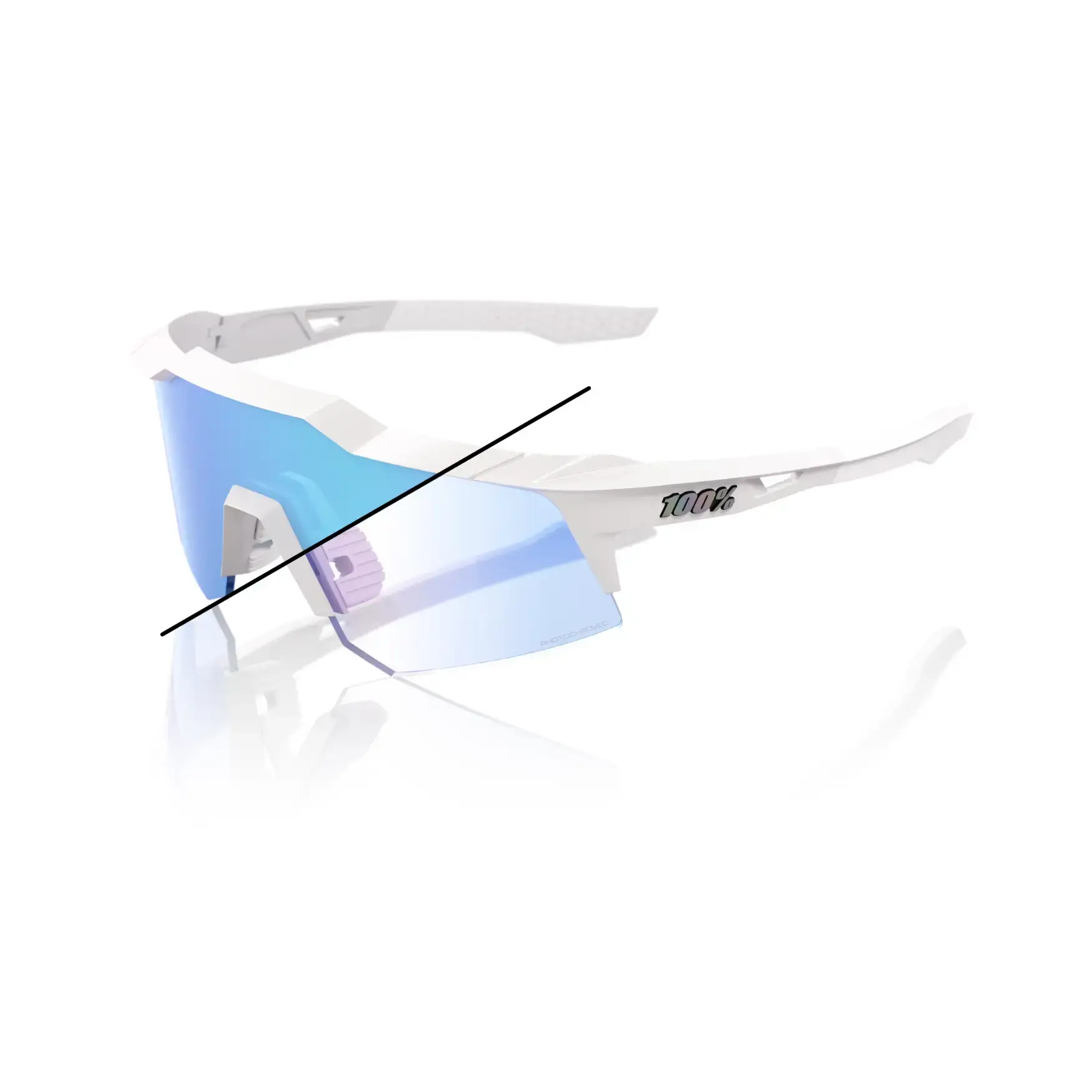 100% Speedcraft XS Zonnebril Pearl Wit met Blue Mirror Photochromic