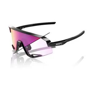 100% Slendale Sport Zonnebril Zwart met Photochromic Purple Mirror Lens