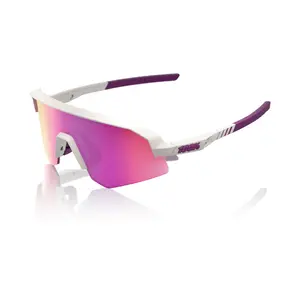 100% Slendale SL Sport Zonnebril Mat Wit  met Purple Multilayer Mirror Lens
