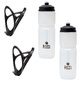 XAND 2x Bidonhouders en 2x Bidons Transparant/Grijs 800ml