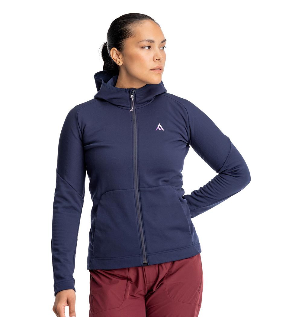 7mesh Callaghan Merino Hoody Fietsshirt Lange Mouwen Donkerblauw Dames