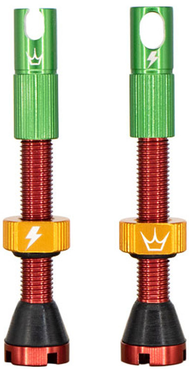 Peaty's Chris King MK2 Tubeless Ventielen Rood/Groen/Oranje