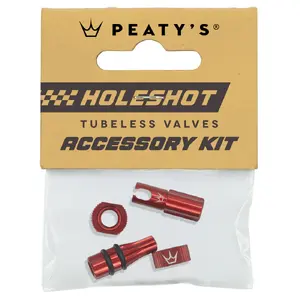 Peaty's Holeshot Fast Flow Tubeless Ventielen Accessory Kit Rood