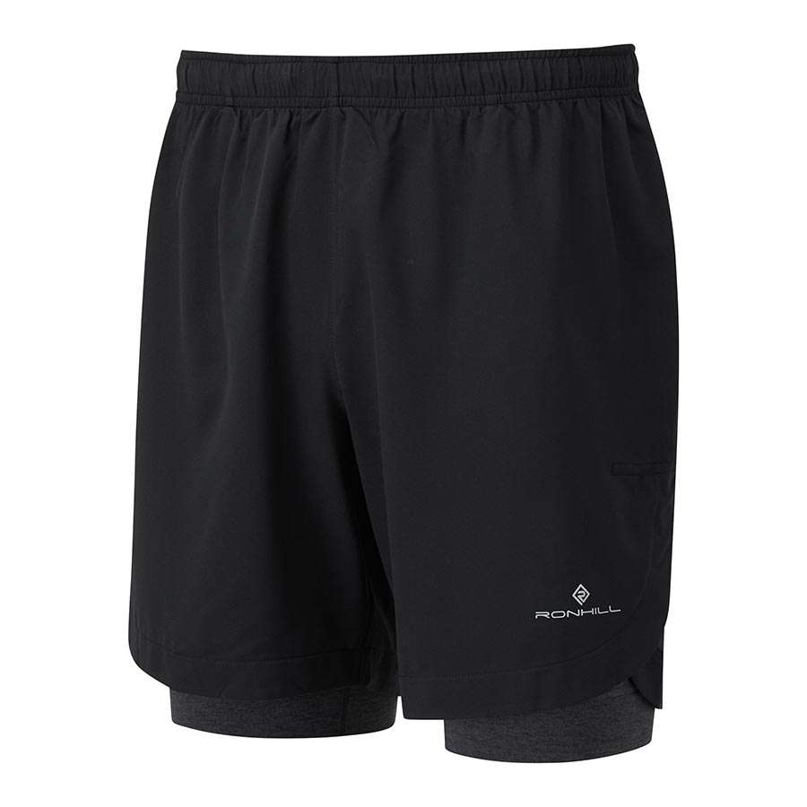 Ronhill Life 7" Twin Short Hardloopbroek Kort Zwart/Grijs Heren