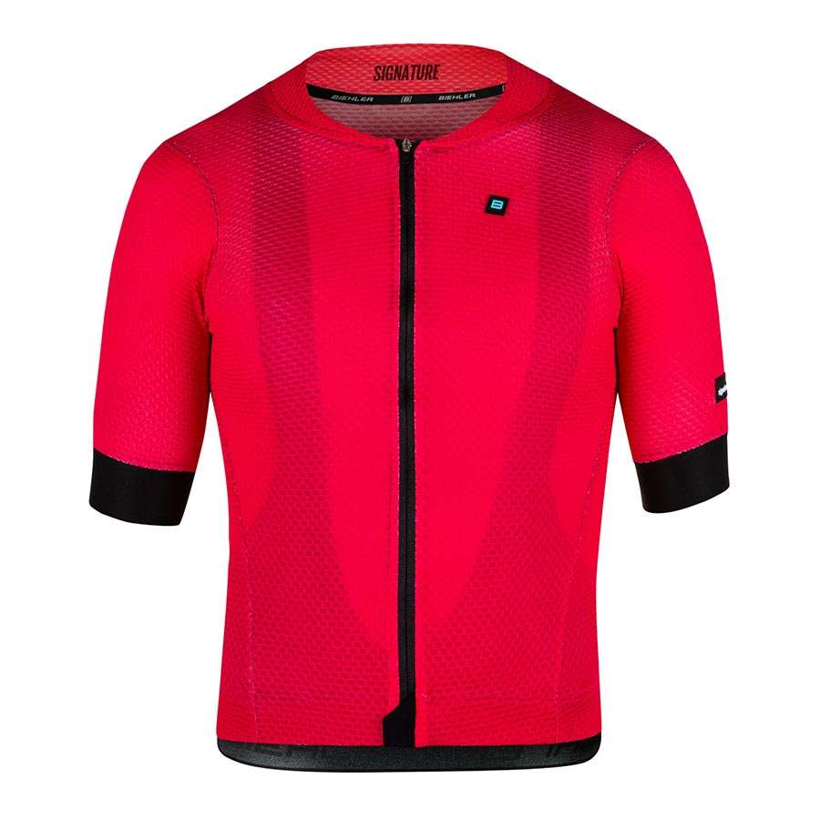 Biehler Signature³ Neon Mesh Fietsshirt Korte Mouwen Rood Heren