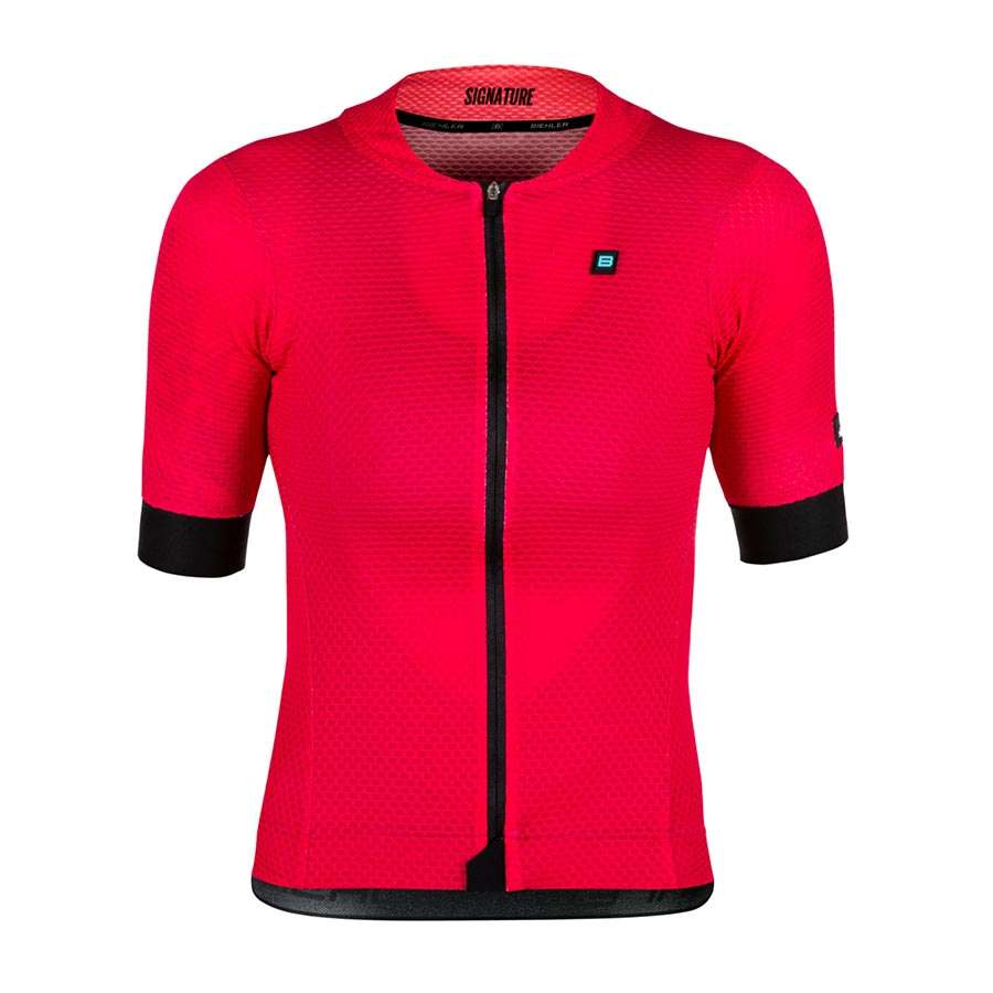 Biehler Signature³ Neon Mesh Fietsshirt Korte Mouwen Rood Dames