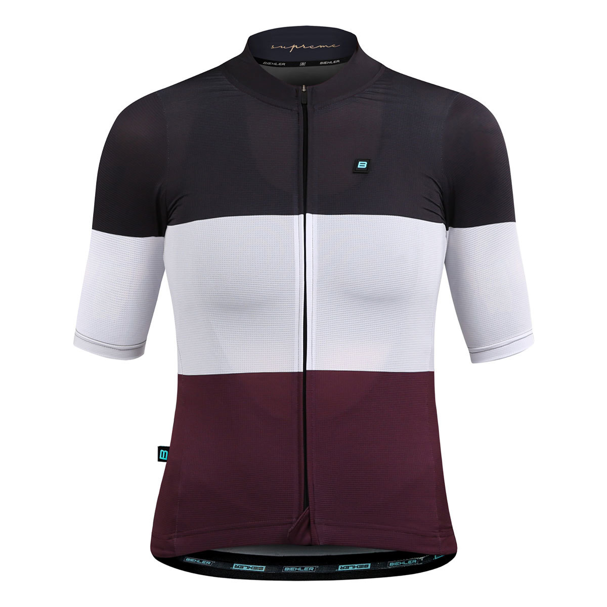 Biehler Supreme Revolt Fietsshirt Korte Mouwen Donkerrood/Wit Dames