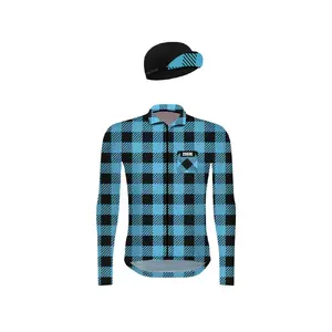 Gobik Plaid Fietsshirt Lange Mouwen + Pet LTD Blauw