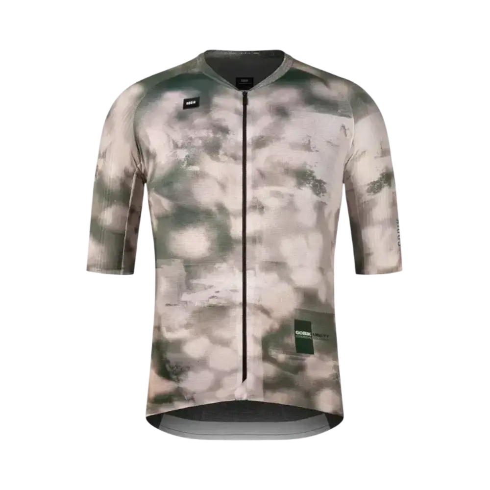 GOBIK Reactive Fietsshirt Korte Mouwen Beige/Groen