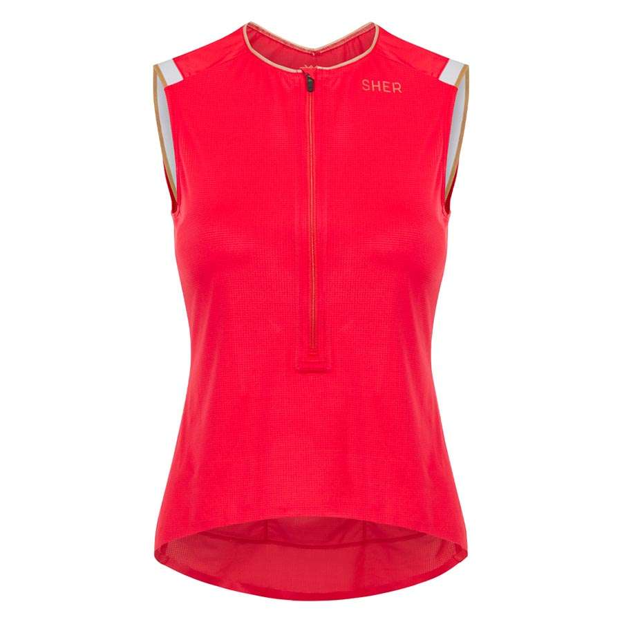 SHER Fulmine 3/4 Zip Fietsshirt Zonder Mouwen Rood Dames