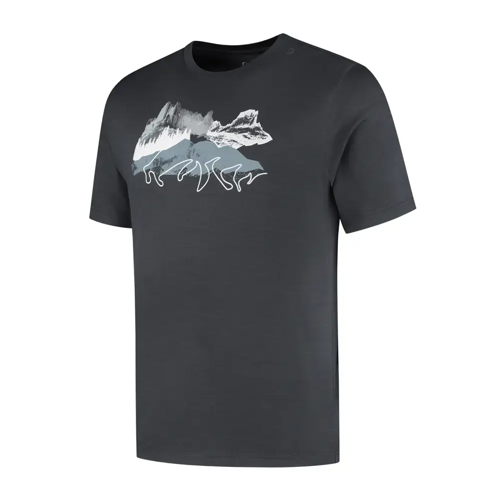 Woolpan Endless Merino T-Shirt Lightweight Mountains Dark Grey
