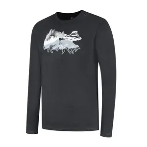 Woolpan Endless Merino Long Sleeve T-Shirt Lightweight Mountains Anthracite