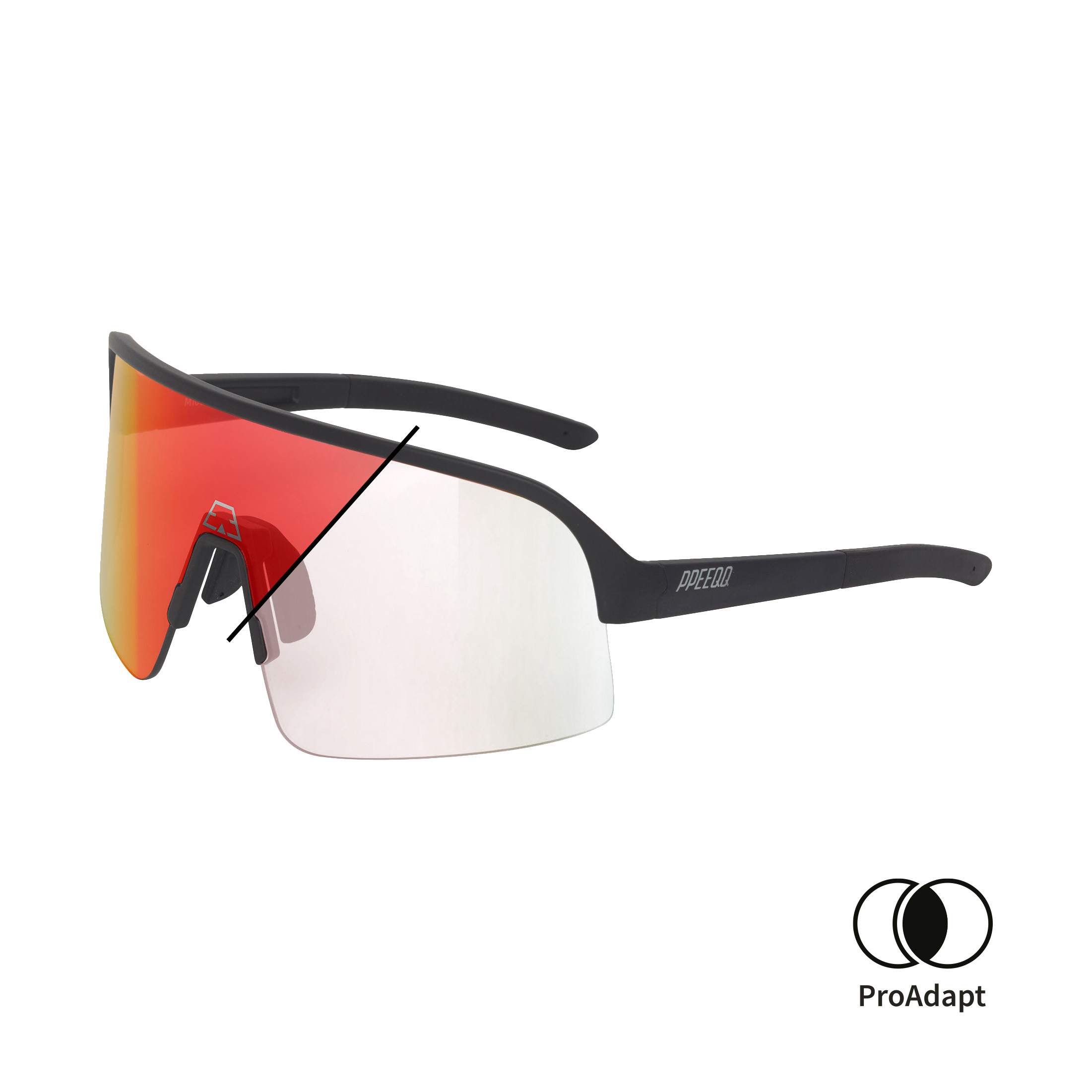 PPEEQQ Model-I P R O Photochromic Sport Zonnebril Mat Zwart met Rode Lens