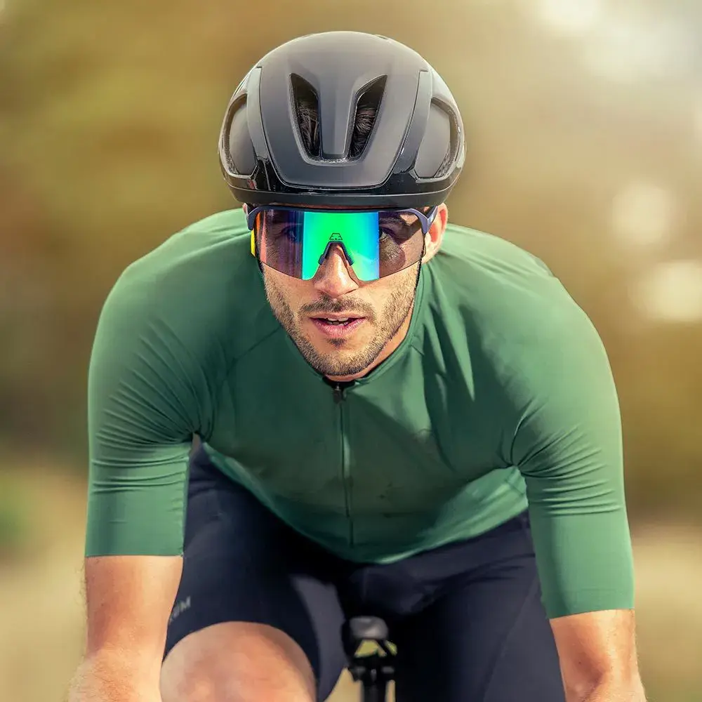 ppeeqq Model-I P R O Photochromic Fietsbril Mat Donkerblauw met Groene Lens