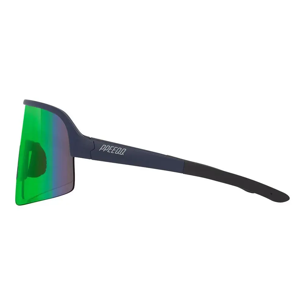 ppeeqq Model-I P R O Photochromic Fietsbril Mat Donkerblauw met Groene Lens