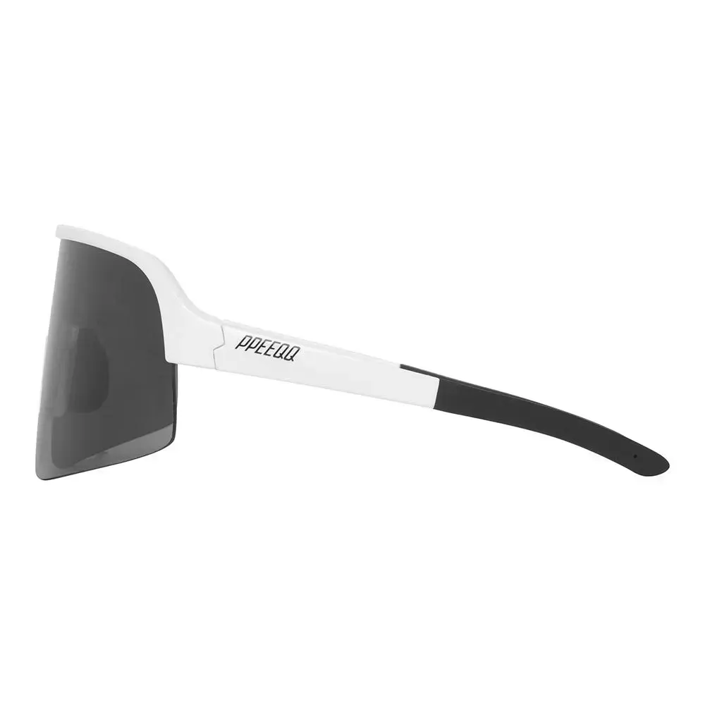 ppeeqq Model-I Fietsbril Glanzend Wit met Smoke Lens
