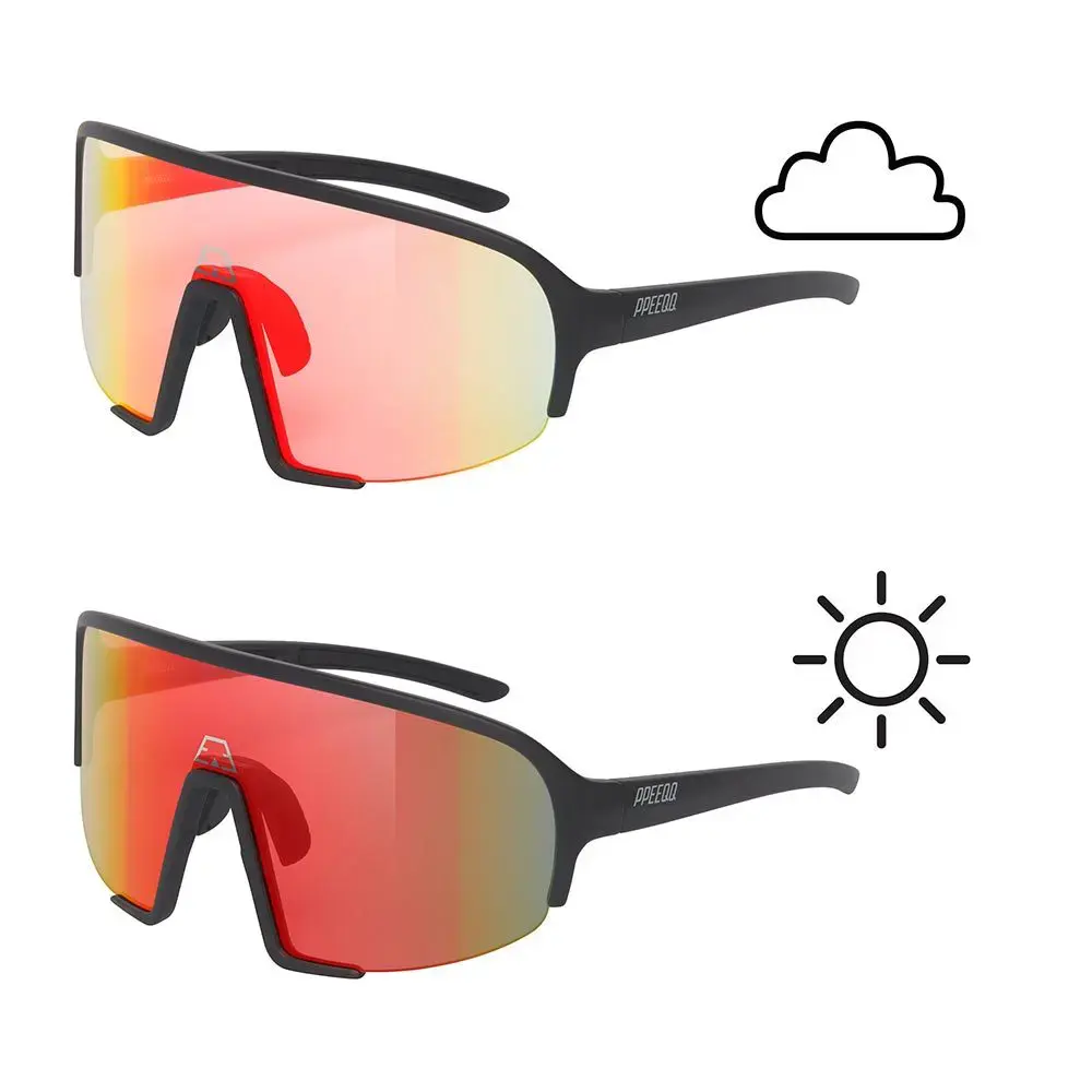 ppeeqq Model-II P R O Photochromic Fietsbril Mat Zwart met Rode Lens