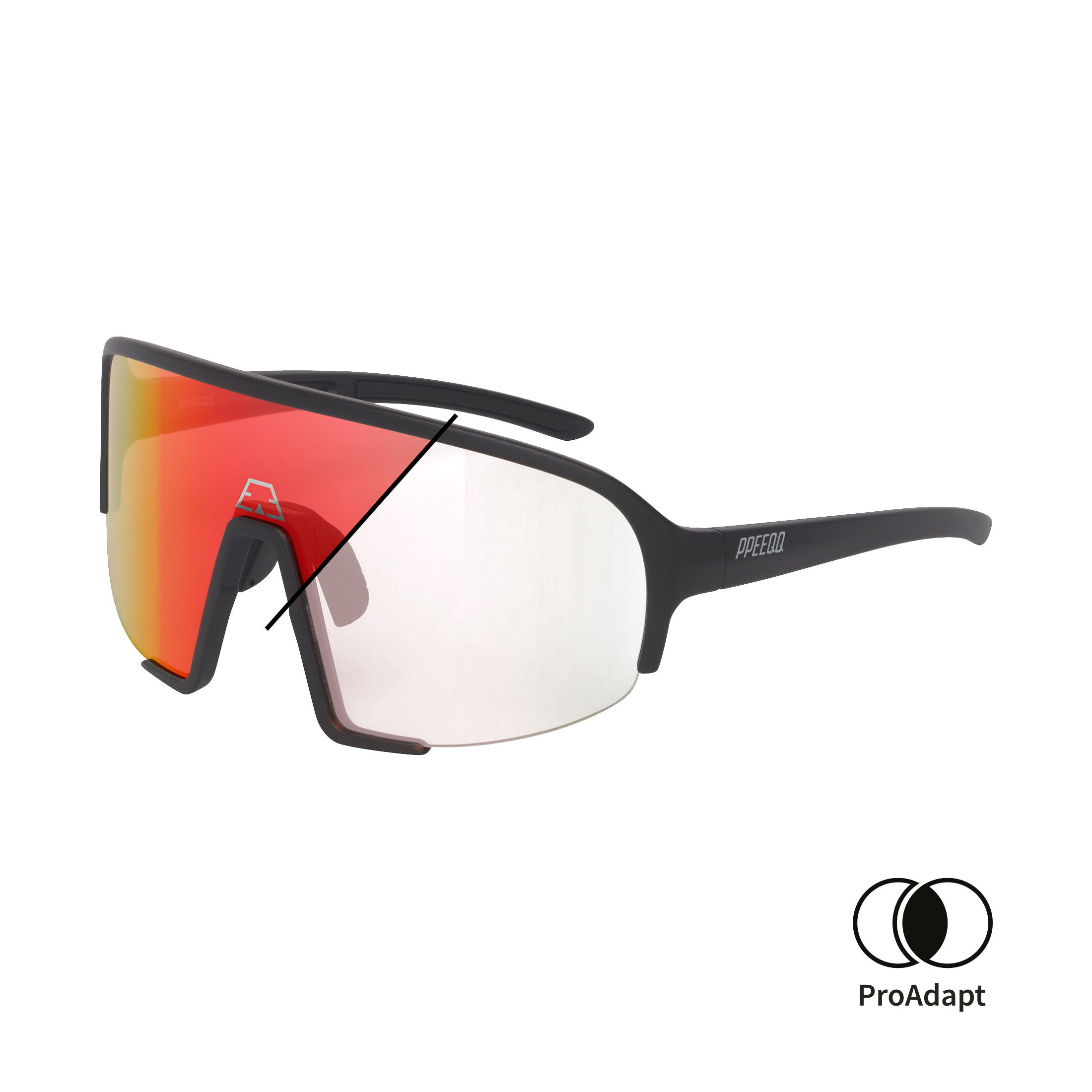 PPEEQQ Model-II P R O Photochromic Sport Zonnebril Mat Zwart met Rode Lens