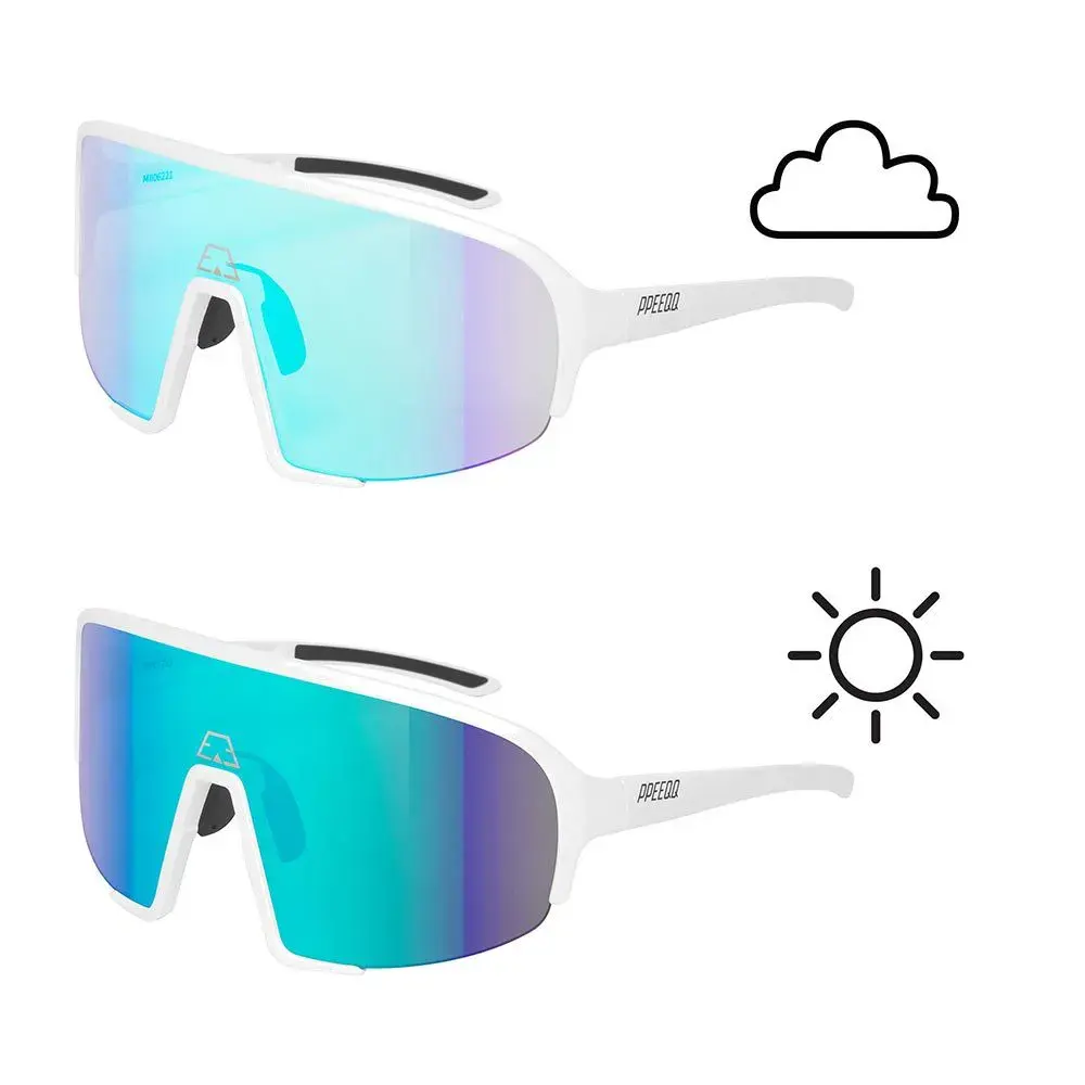 ppeeqq Model-II P R O Photochromic Fietsbril Mat Wit met Blauwe Lens