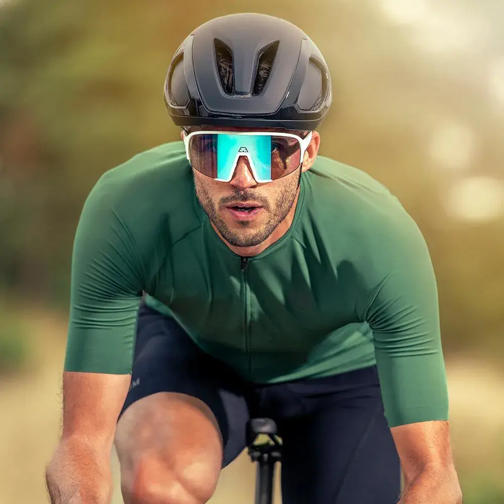 ppeeqq Model-II P R O Photochromic Fietsbril Mat Wit met Blauwe Lens