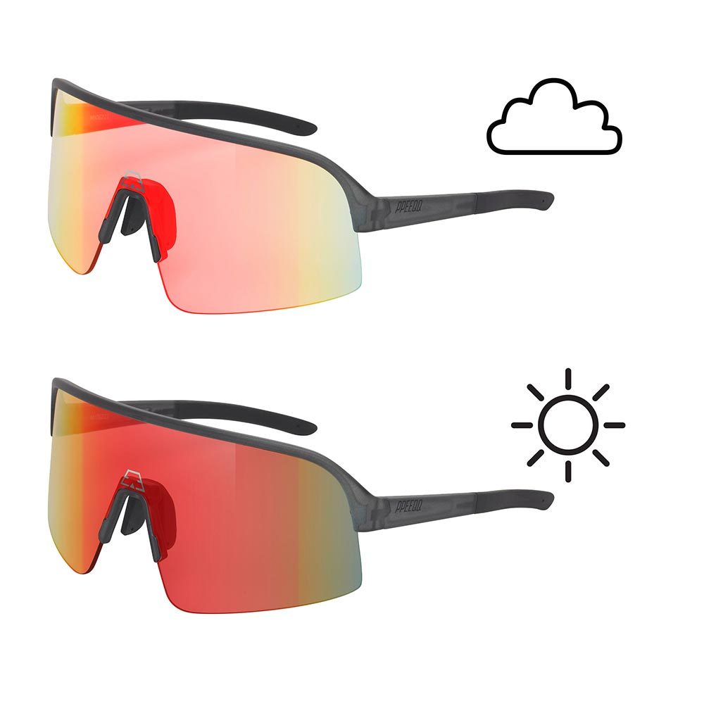 ppeeqq Model-I P R O Photochromic Fietsbril Donkergrijs met Rode Lens