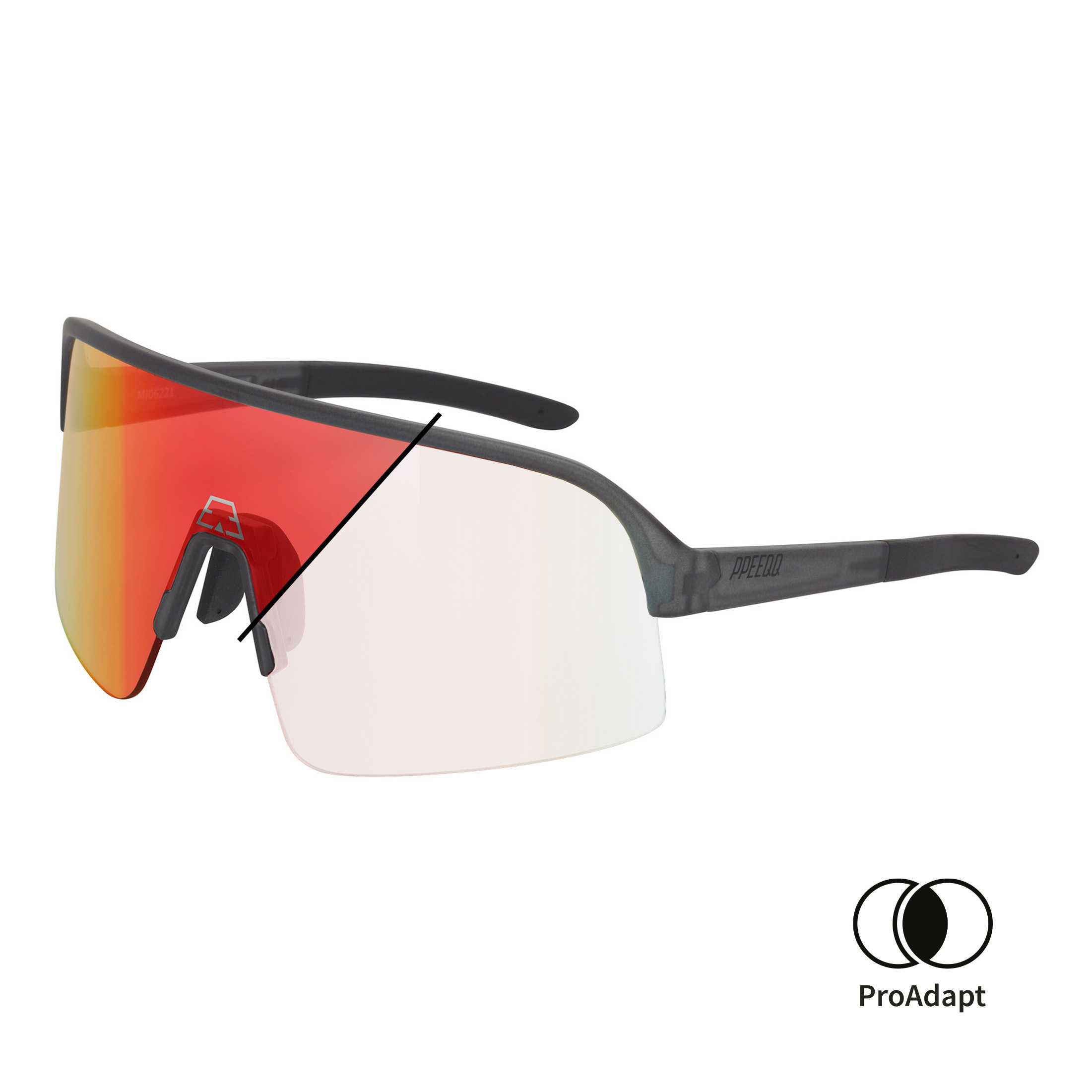 PPEEQQ Model-I P R O Photochromic Sport Zonnebril Donkergrijs met Rode Lens