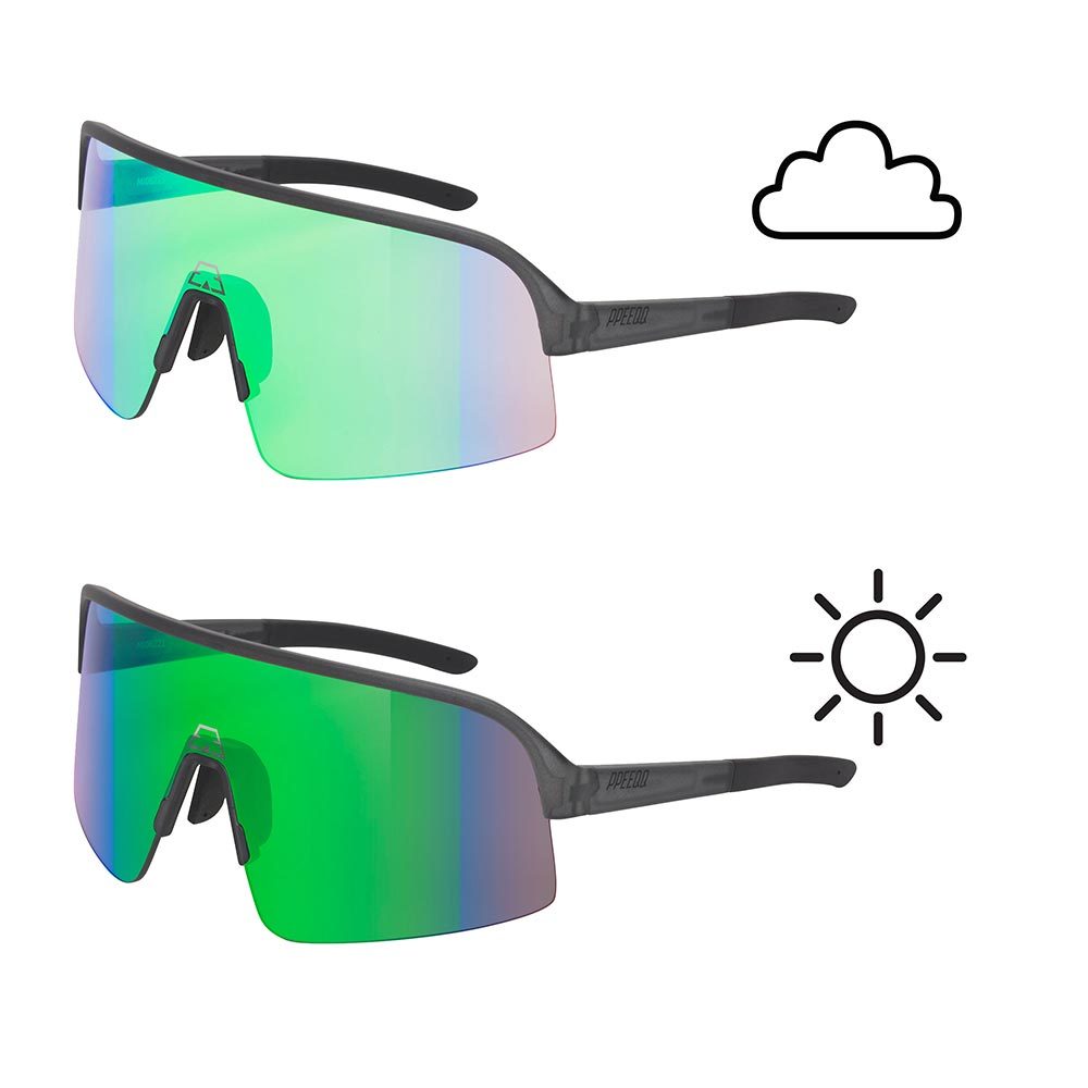 ppeeqq Model-I P R O Photochromic Fietsbril Donkergrijs met Groene Lens
