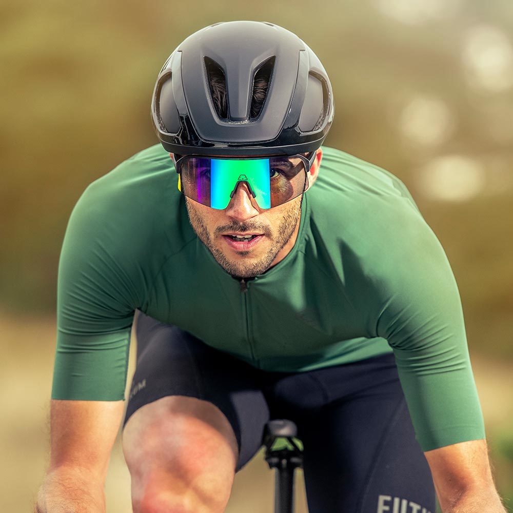 ppeeqq Model-I P R O Photochromic Fietsbril Donkergrijs met Groene Lens
