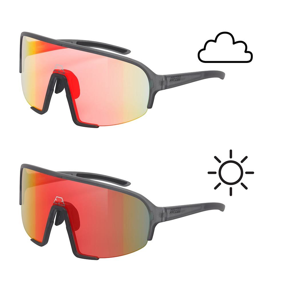 ppeeqq Model-II P R O Photochromic Fietsbril Donkergrijs met Rode Lens
