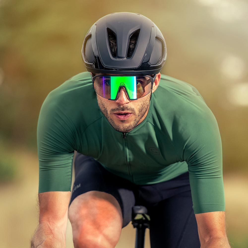 ppeeqq Model-II P R O Photochromic Fietsbril Donkergrijs met Groene Lens