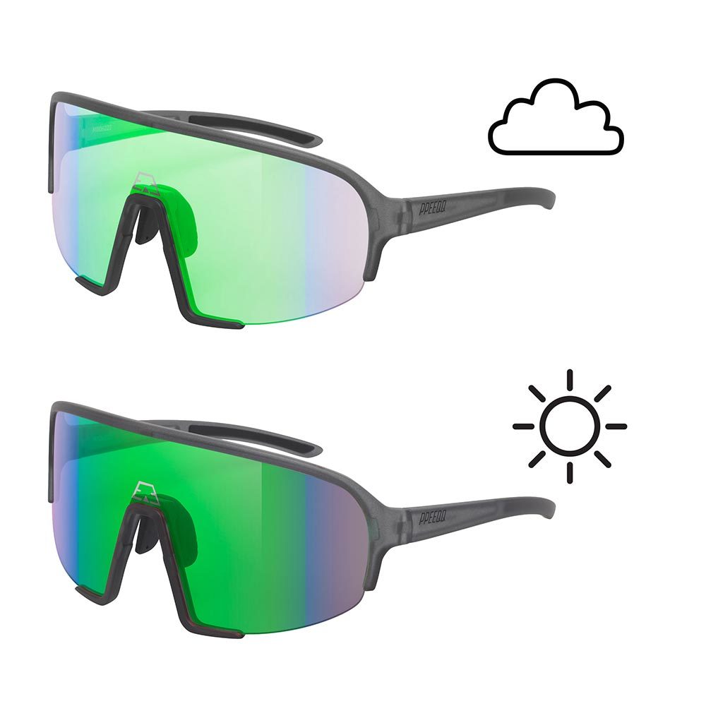 ppeeqq Model-II P R O Photochromic Fietsbril Donkergrijs met Groene Lens