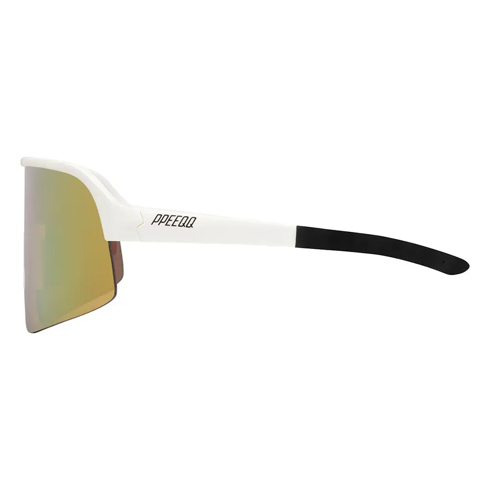 ppeeqq Model-I Fietsbril Glanzend Wit met Gouden Lens