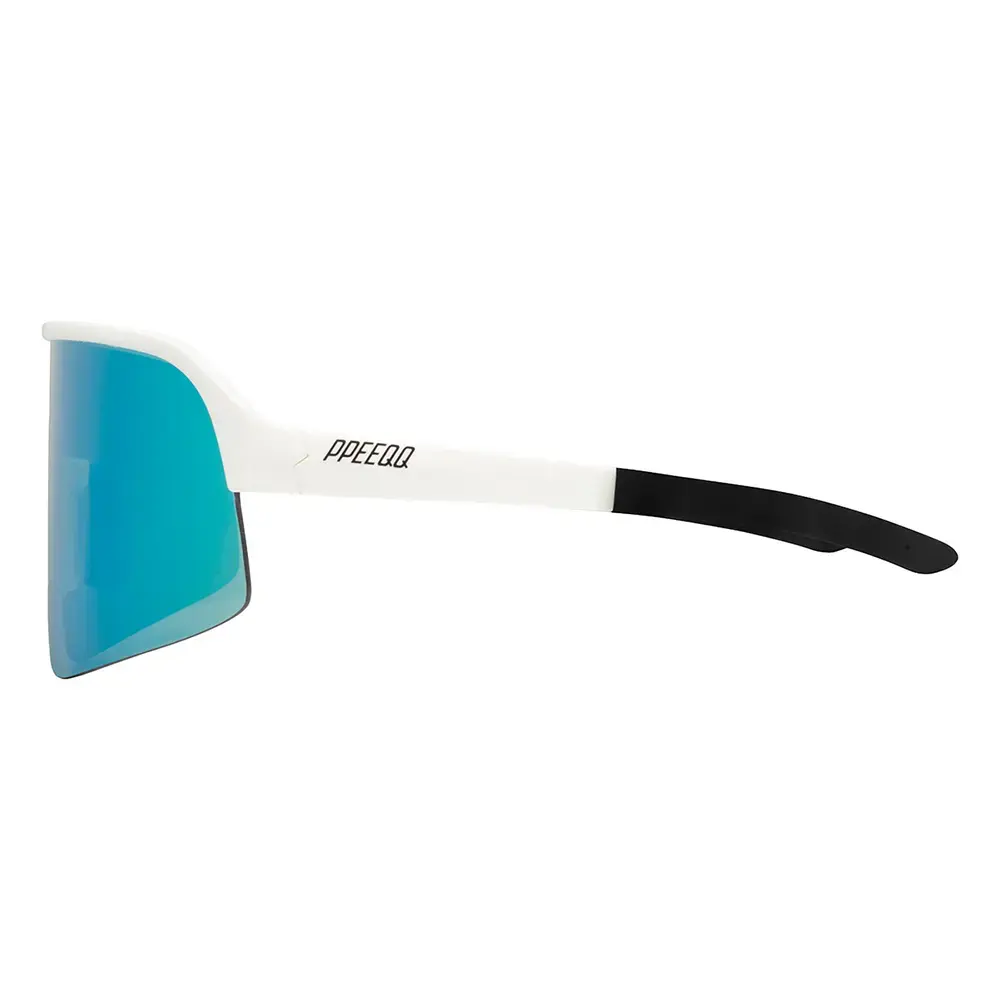 ppeeqq Model-I Fietsbril Glanzend Wit met Blauwe Lens