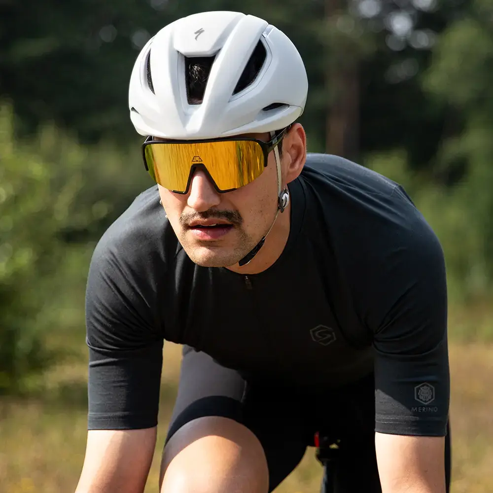 ppeeqq Model-II Fietsbril Glanzend Zwart met Gouden Lens
