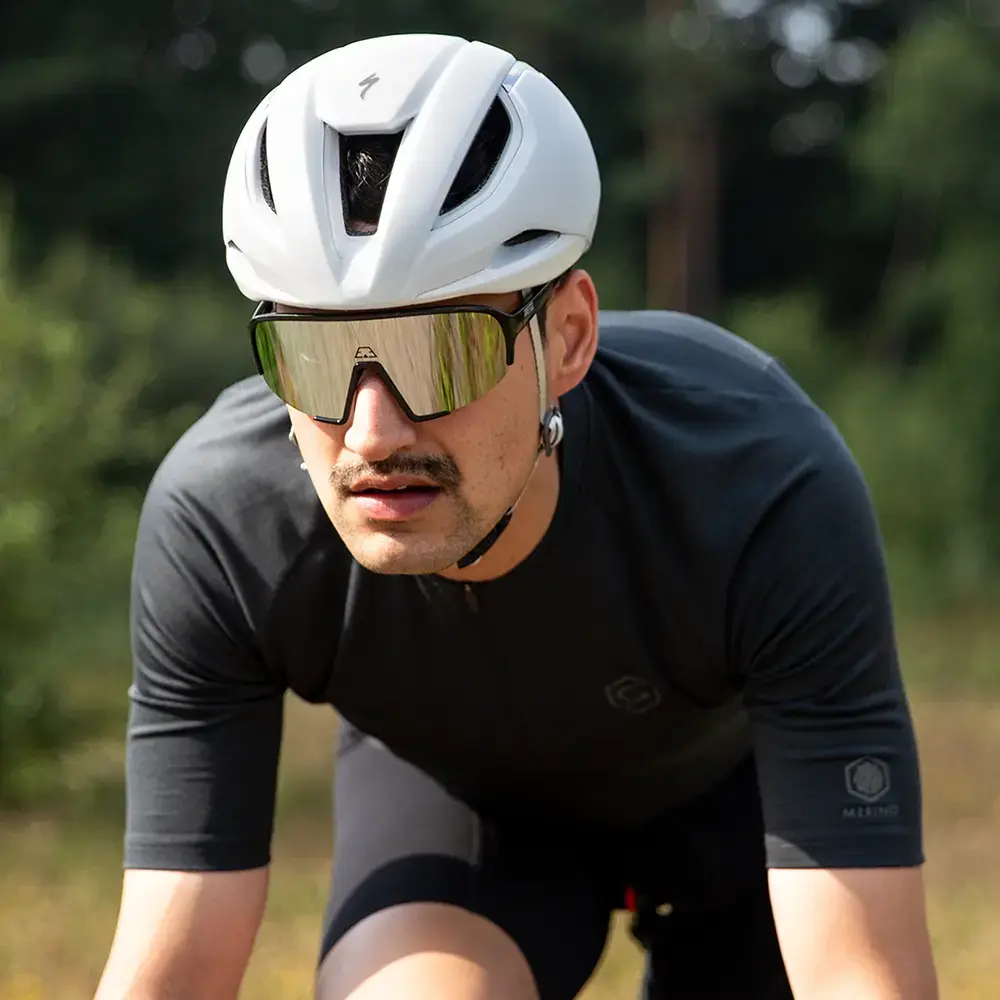 ppeeqq Model-II Fietsbril Glanzend Zwart met Zilveren Lens