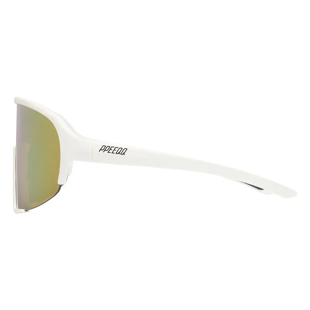 ppeeqq Model-II Fietsbril Glanzend Wit met Gouden Lens